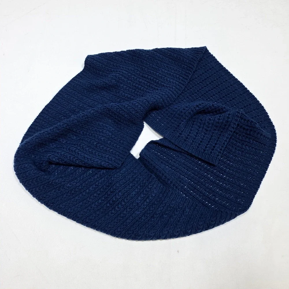 Infinity Scarf Navy Blue Cable Knit Winter Neck Warmer Chunky Cold Weather Wear